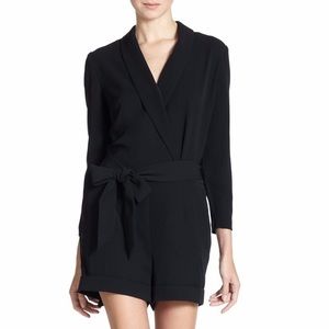 Ted Baker London Black Tie-Waist Wrap Shorts Jumpsuit/Romper